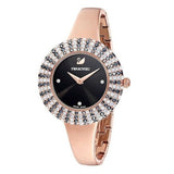 Swarovski Crystal Rose Black Dial Rose Gold Steel Strap Watch for Women - 5484050