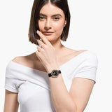 Buy Shop Swarovski Crystalline Aura Black Dial Black Leather Strap Watch for Women - 5558634 USA Online