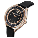 Buy Shop Swarovski Crystalline Aura Black Dial Black Leather Strap Watch for Women - 5558634 USA Online