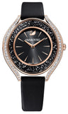 Buy Shop Swarovski Crystalline Aura Black Dial Black Leather Strap Watch for Women - 5558634 USA Online