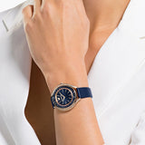 Buy Shop Swarovski Crystalline Aura Blue Dial Blue Leather Strap Watch for Women - 5519447 USA Online