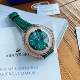Buy Shop Swarovski Crystalline Aura Green Dial Green Leather Strap Watch for Women - 5644078 USA Online