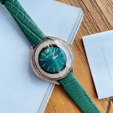 Buy Shop Swarovski Crystalline Aura Green Dial Green Leather Strap Watch for Women - 5644078 USA Online