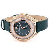 Buy Shop Swarovski Crystalline Aura Green Dial Green Leather Strap Watch for Women - 5644078 USA Online