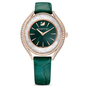 Buy Shop Swarovski Crystalline Aura Green Dial Green Leather Strap Watch for Women - 5644078 USA Online