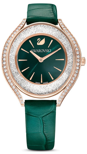 Buy Shop Swarovski Crystalline Aura Green Dial Green Leather Strap Watch for Women - 5644078 USA Online