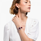 Buy Shop Swarovski Crystalline Aura Red Dial Red Leather Strap Watch for Women - 5558637 USA Online
