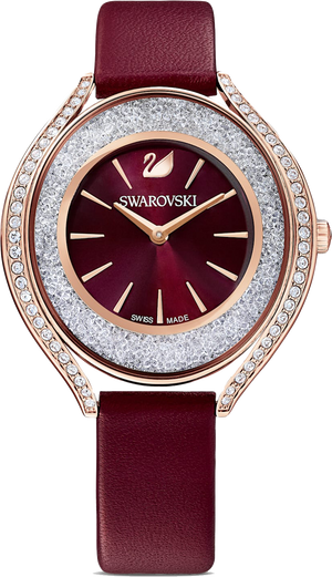 Buy Shop Swarovski Crystalline Aura Red Dial Red Leather Strap Watch for Women - 5558637 USA Online
