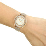 Buy Shop Swarovski Crystalline Aura Silver Dial Beige Leather Strap Watch for Women - 5519450 USA Online