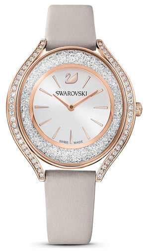 Buy Shop Swarovski Crystalline Aura Silver Dial Beige Leather Strap Watch for Women - 5519450 USA Online