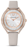 Buy Shop Swarovski Crystalline Aura Silver Dial Beige Leather Strap Watch for Women - 5519450 USA Online