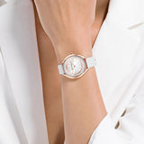 Buy Shop Swarovski Crystalline Aura Silver Dial White Leather Strap Watch for Women - 5519453 USA Online