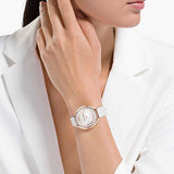 Buy Shop Swarovski Crystalline Aura Silver Dial White Leather Strap Watch for Women - 5519453 USA Online