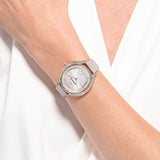 Buy Shop Swarovski Crystalline Aura Silver Dial White Leather Strap Watch for Women - 5519453 USA Online