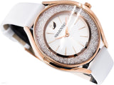 Buy Shop Swarovski Crystalline Aura Silver Dial White Leather Strap Watch for Women - 5519453 USA Online