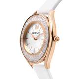 Buy Shop Swarovski Crystalline Aura Silver Dial White Leather Strap Watch for Women - 5519453 USA Online