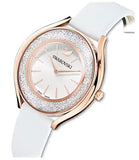 Buy Shop Swarovski Crystalline Aura Silver Dial White Leather Strap Watch for Women - 5519453 USA Online