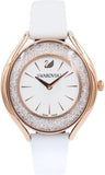 Buy Shop Swarovski Crystalline Aura Silver Dial White Leather Strap Watch for Women - 5519453 USA Online