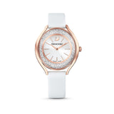 Buy Shop Swarovski Crystalline Aura Silver Dial White Leather Strap Watch for Women - 5519453 USA Online