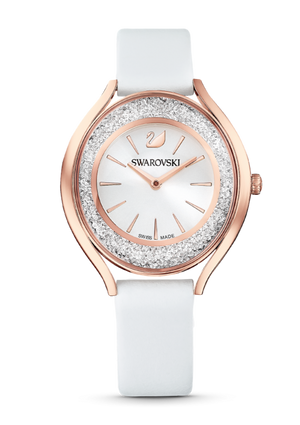 Buy Shop Swarovski Crystalline Aura Silver Dial White Leather Strap Watch for Women - 5519453 USA Online