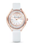 Buy Shop Swarovski Crystalline Aura Silver Dial White Leather Strap Watch for Women - 5519453 USA Online