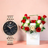 Buy Shop Swarovski Crystalline Chic Analog Black Dial Rose Gold Steel Strap Watch for Women - 5544587 USA Online