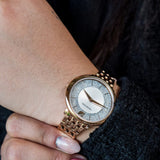 Buy Shop Swarovski Crystalline Chic Analog Silver Dial Rose Gold Steel Strap Watch for Women - 5544590 USA Online