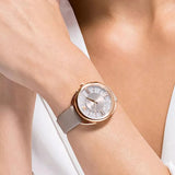 Buy Shop Swarovski Crystalline Glam Silver Dial Grey Leather Strap Watch for Women - 5452455 USA Online