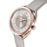 Buy Shop Swarovski Crystalline Glam Silver Dial Grey Leather Strap Watch for Women - 5452455 USA Online