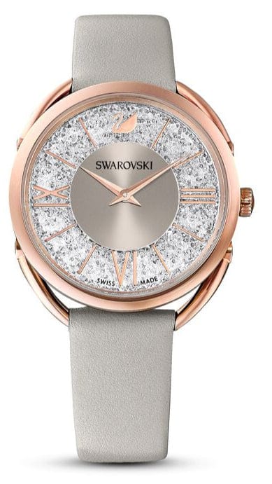 Buy Shop Swarovski Crystalline Glam Silver Dial Grey Leather Strap Watch for Women - 5452455 USA Online