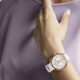 Buy Shop Swarovski Crystalline Glam Silver Dial White Leather Strap Watch for Women - 5452459 USA Online