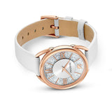 Buy Shop Swarovski Crystalline Glam Silver Dial White Leather Strap Watch for Women - 5452459 USA Online