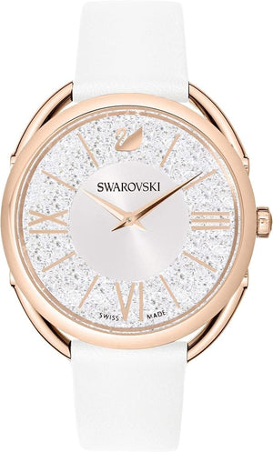 Buy Shop Swarovski Crystalline Glam Silver Dial White Leather Strap Watch for Women - 5452459 USA Online