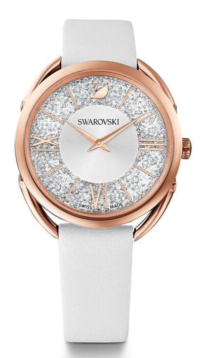 Buy Shop Swarovski Crystalline Glam Silver Dial White Leather Strap Watch for Women - 5452459 USA Online