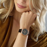 Buy Shop Swarovski Crystalline Hours Black Dial Black Leather Strap Watch for Women - 5295377 USA Online