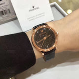Buy Shop Swarovski Crystalline Hours Black Dial Black Leather Strap Watch for Women - 5295377 USA Online