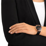 Buy Shop Swarovski Crystalline Hours Black Dial Black Leather Strap Watch for Women - 5295377 USA Online