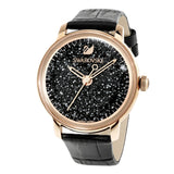 Buy Shop Swarovski Crystalline Hours Black Dial Black Leather Strap Watch for Women - 5295377 USA Online