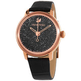 Buy Shop Swarovski Crystalline Hours Black Dial Black Leather Strap Watch for Women - 5295377 USA Online