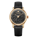 Buy Shop Swarovski Crystalline Hours Black Dial Black Leather Strap Watch for Women - 5295377 USA Online