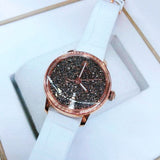 Buy Shop Swarovski Crystalline Hours Quartz Grey Dial Black Leather Strap Watch for Women - 5344635 USA Online