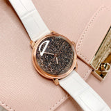 Buy Shop Swarovski Crystalline Hours Quartz Grey Dial Black Leather Strap Watch for Women - 5344635 USA Online