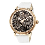 Buy Shop Swarovski Crystalline Hours Quartz Grey Dial Black Leather Strap Watch for Women - 5344635 USA Online