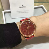 Buy Shop Swarovski Crystalline Hours Red Crystal Dial Red Leather Strap Watch for Women - 5295380 USA Online