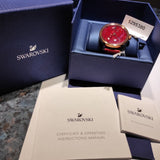 Buy Shop Swarovski Crystalline Hours Red Crystal Dial Red Leather Strap Watch for Women - 5295380 USA Online
