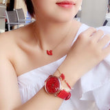 Buy Shop Swarovski Crystalline Hours Red Crystal Dial Red Leather Strap Watch for Women - 5295380 USA Online