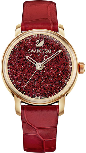 Buy Shop Swarovski Crystalline Hours Red Crystal Dial Red Leather Strap Watch for Women - 5295380 USA Online