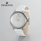 Buy Shop Swarovski Crystalline Hours Silver Dial White Leather Strap Watch for Women - 5295383 USA Online