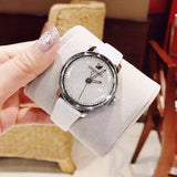 Buy Shop Swarovski Crystalline Hours Silver Dial White Leather Strap Watch for Women - 5295383 USA Online
