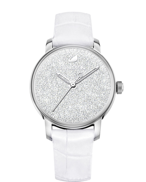 Buy Shop Swarovski Crystalline Hours Silver Dial White Leather Strap Watch for Women - 5295383 USA Online